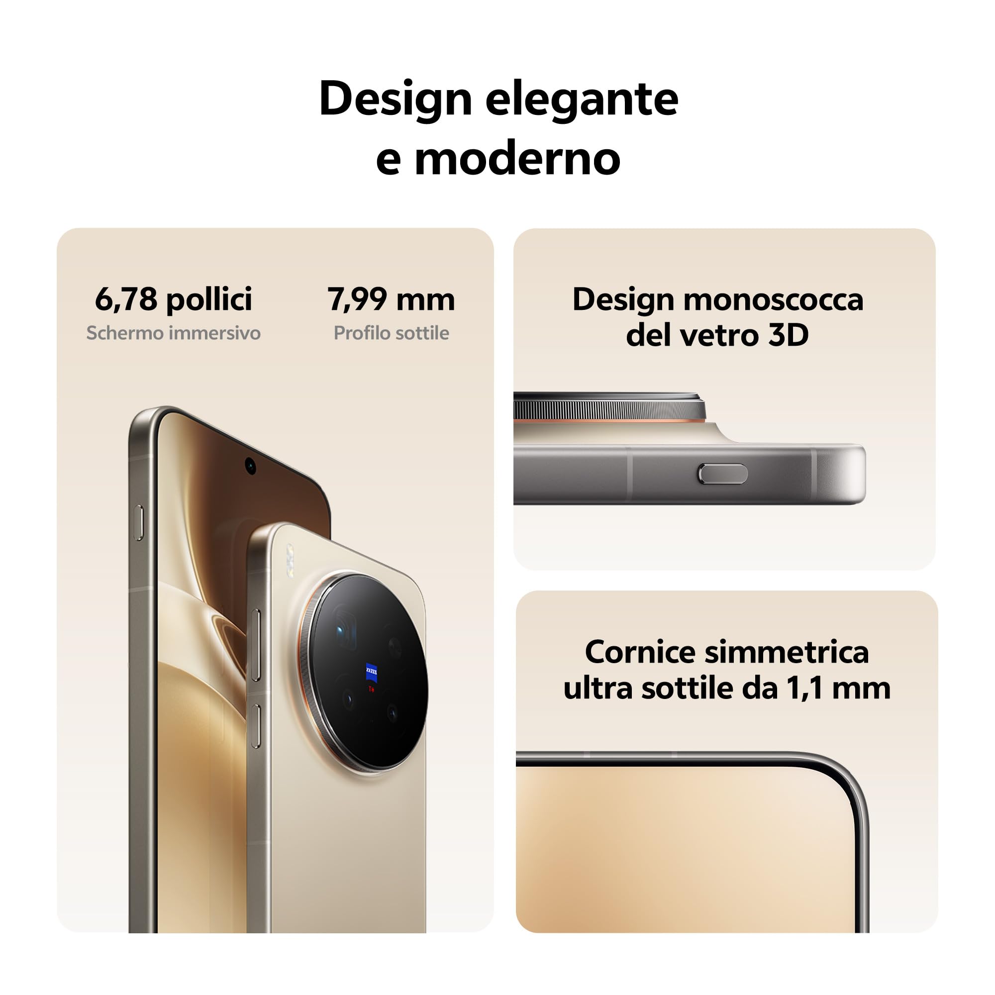 vivo X300Pro 5G, Cameraphone con Teleobiettivo APO ZEISS 200MP, 16+16GB RAM，512GB ROM, schermo piatto da 6,78 pollici,90W Fast charge,Dimensity 9500, IP68 e IP69, Android 16