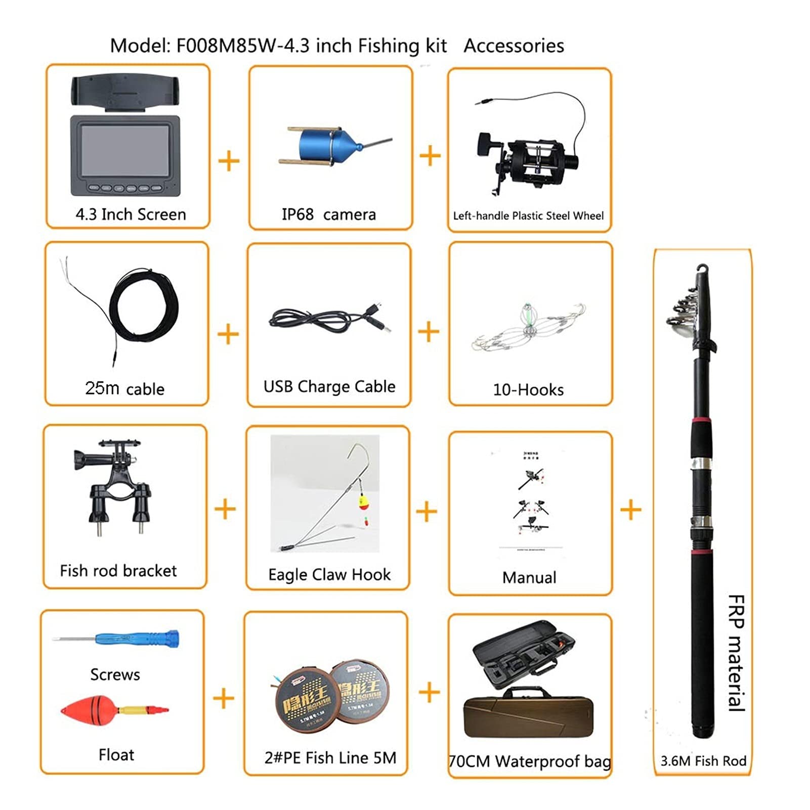 Fish Finder da 4,3 pollici con telecamera IP68 e obiettivo a
