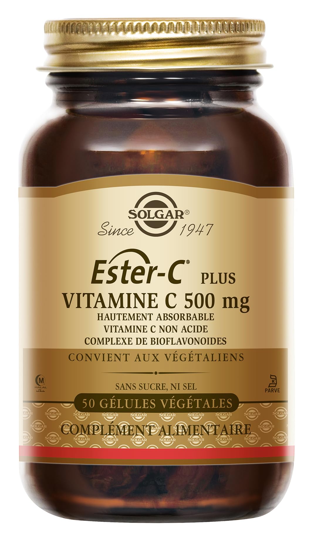 Solgar Ester C® Plus 500 mg - Vitamine C - Défenses naturelles - Système immunitaire - Vitalité et énergie - Ingrédient breveté - Immunité - Complément Alimentaire - Flacon de 50 gélules végétales
