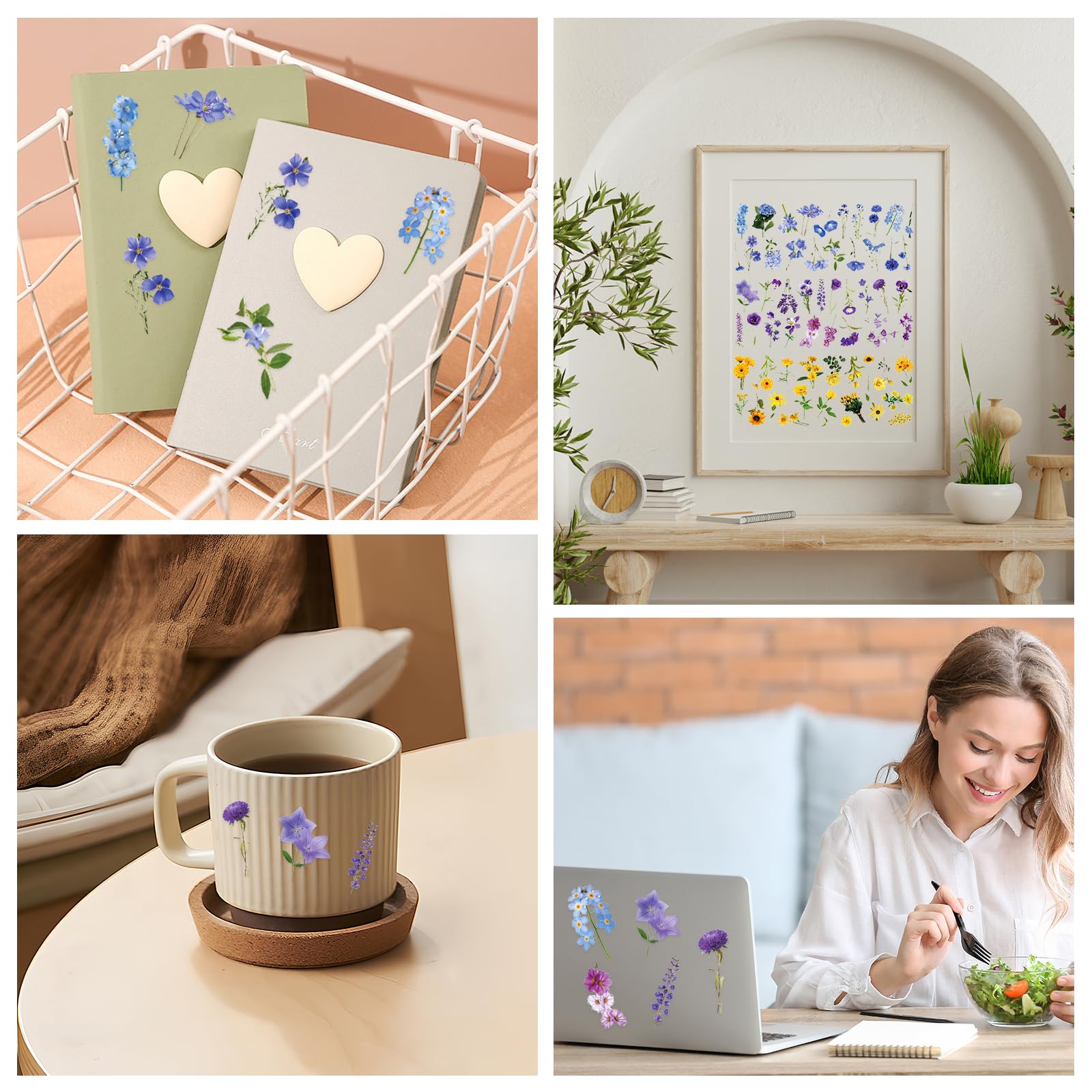 160 sztuk naklejki na rośliny kwiatowe Scrapbooking Scrapbooking Naturalne naklejki roślinne PET zestaw przezroczystych naklejek kwiatowych na notatnik do scrapbookingu listów