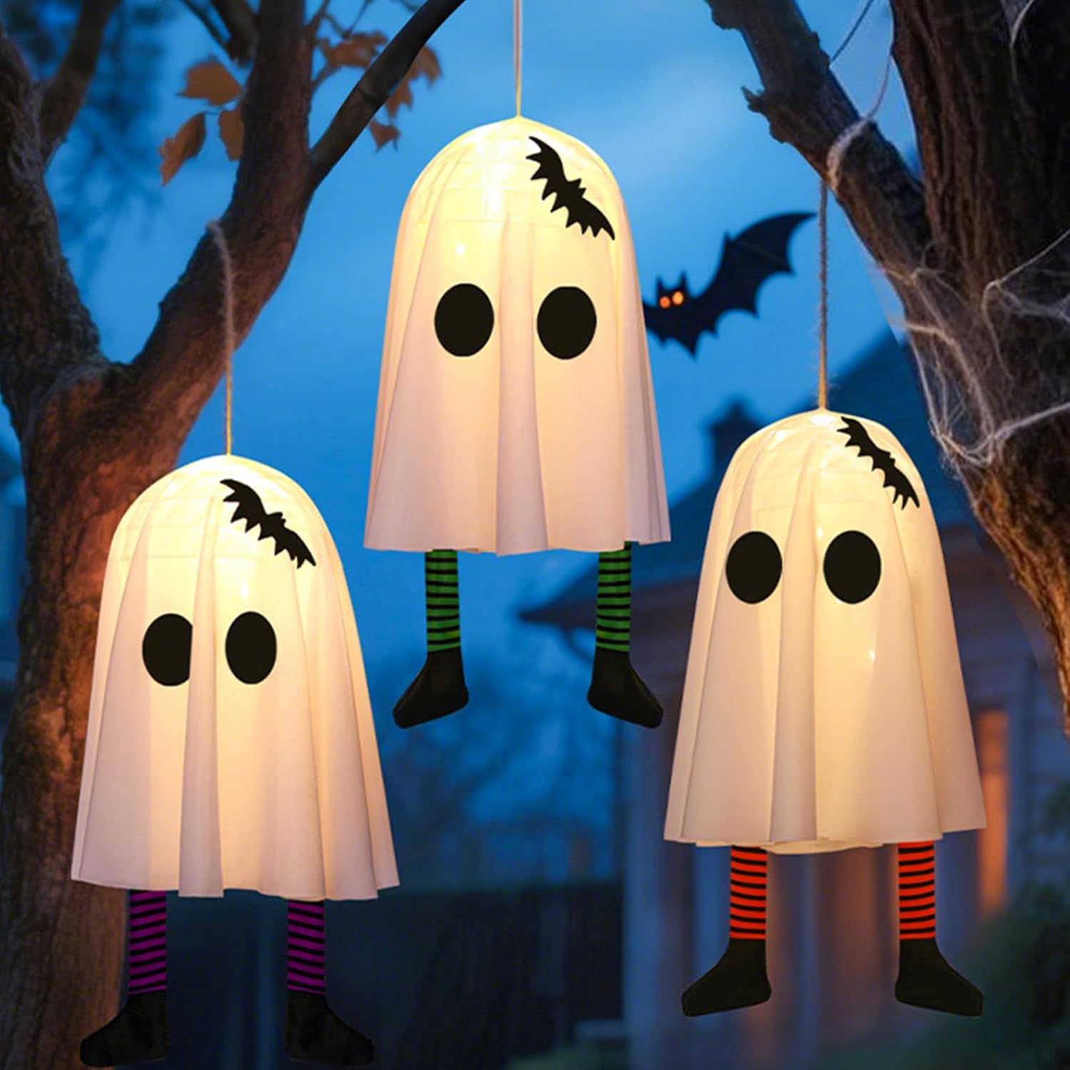 Practical Spirit Hanging Light for Halloween Decorations Safe Specter Ornament with LED Lighting Halloween LED Light