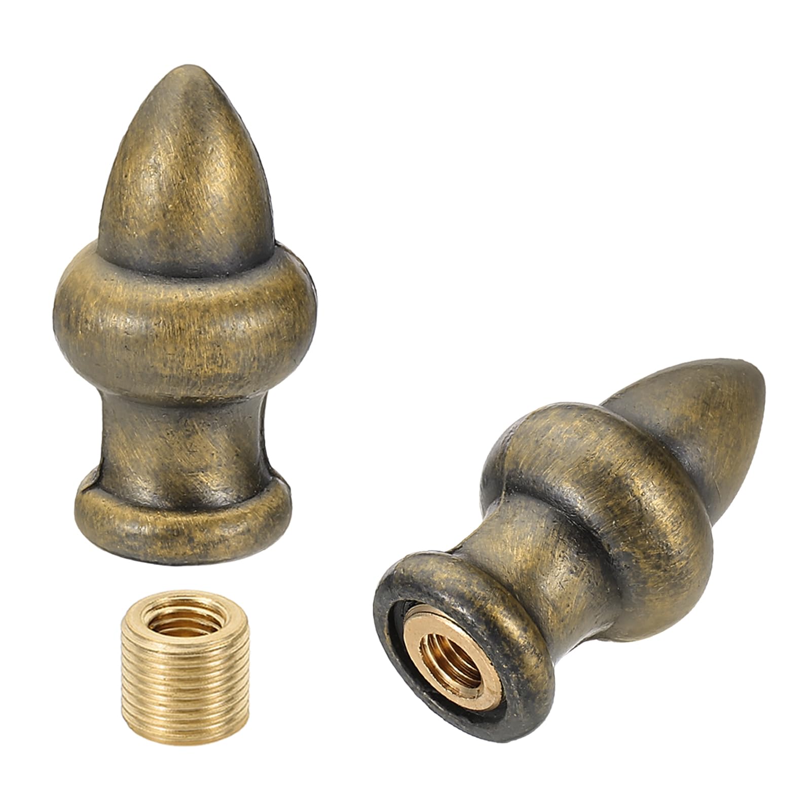 PATIKIL 36 x 20mm Pomelli Cappucci per Lampade, 2 Set Solidi Cappucci a Vite Decorazione Superiore Paralume con Adattatore Riduttore Ottone per Lampade Tavolo e Terra, Bronzo