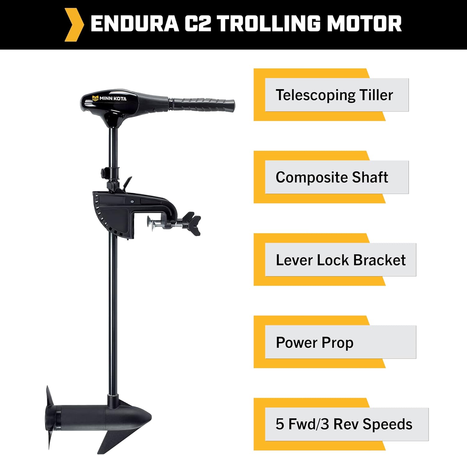 Minn Kota Endura C2 Transom-Mount Electric Trolling Motor – 50 Lb. Thrust, 42 in. Shaft, Freshwater