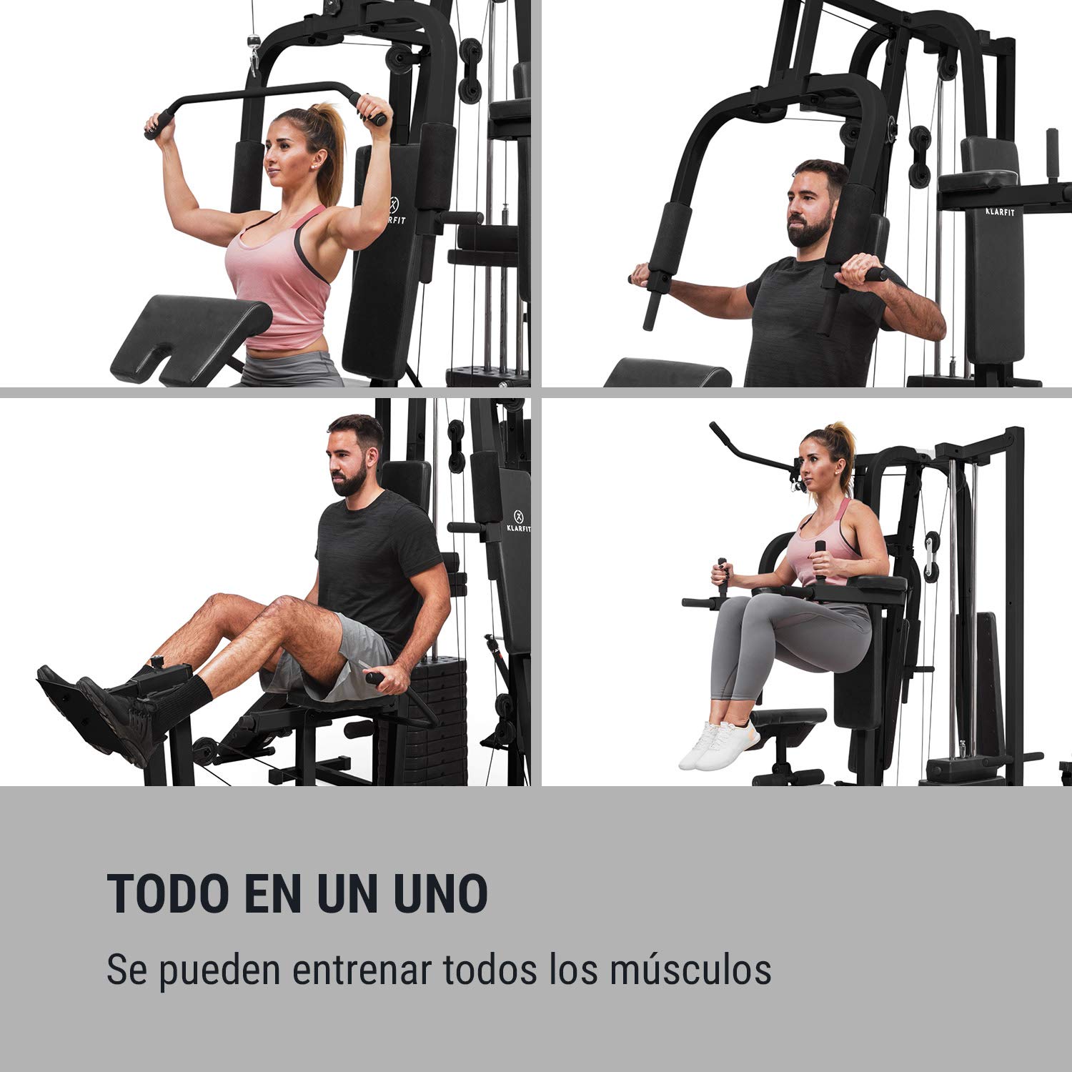 Klarfit Ultimate Gym - Máquina multifunción musculación, Multiestación musculacion, Máquina de musculación, Hombros, Espalda, Brazos, isquiotibiales y glúteos, Acolchada, 5000