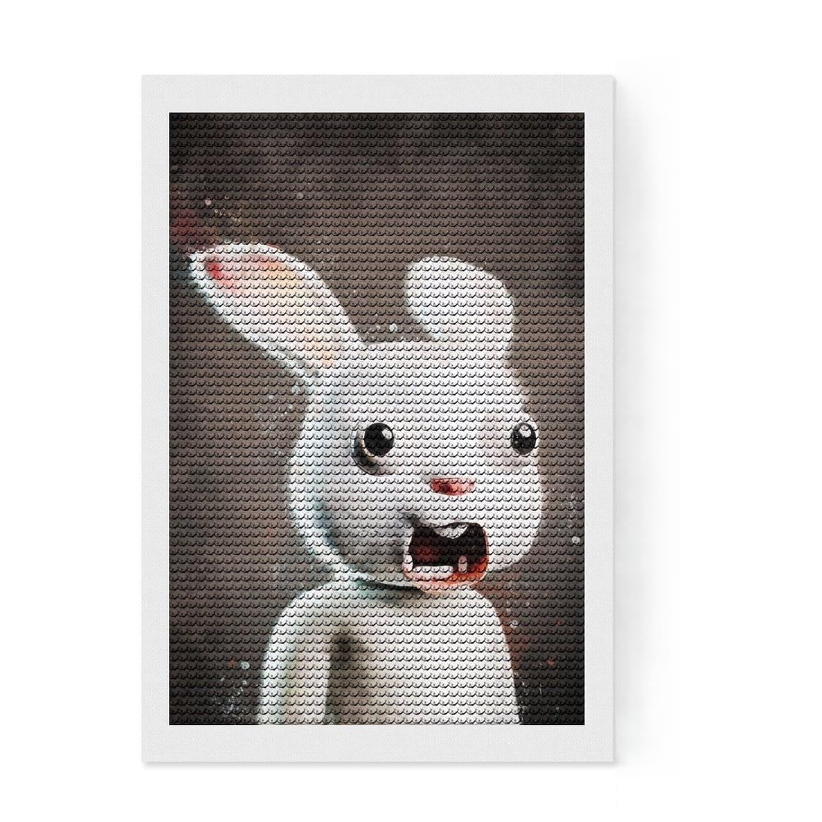 Junmoney Bunny Meme DIY Diamond Art Canvas Kit 8"x12", for Beginners, Simple to Start, Aesthetic Room Decor, Holiday Gift Idea