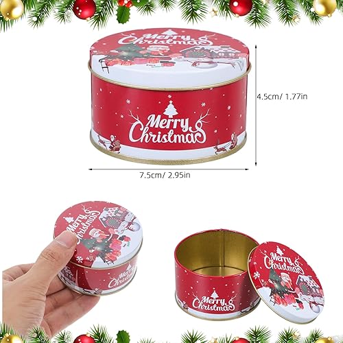 Miniatura 3 de DOITOOL Latas de galletas de Navidad con tapas, pequeña caja de metal para dulces, mini cajas de dulces de hojalata para regalar recuerdos de fiesta