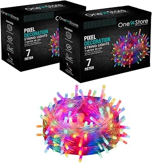 One94Store 24 Ft LED Pixel String Lights | 360° Copper Wire Multicolor LED Bulb Series with White Wire for Diwali, Christm... Price In India