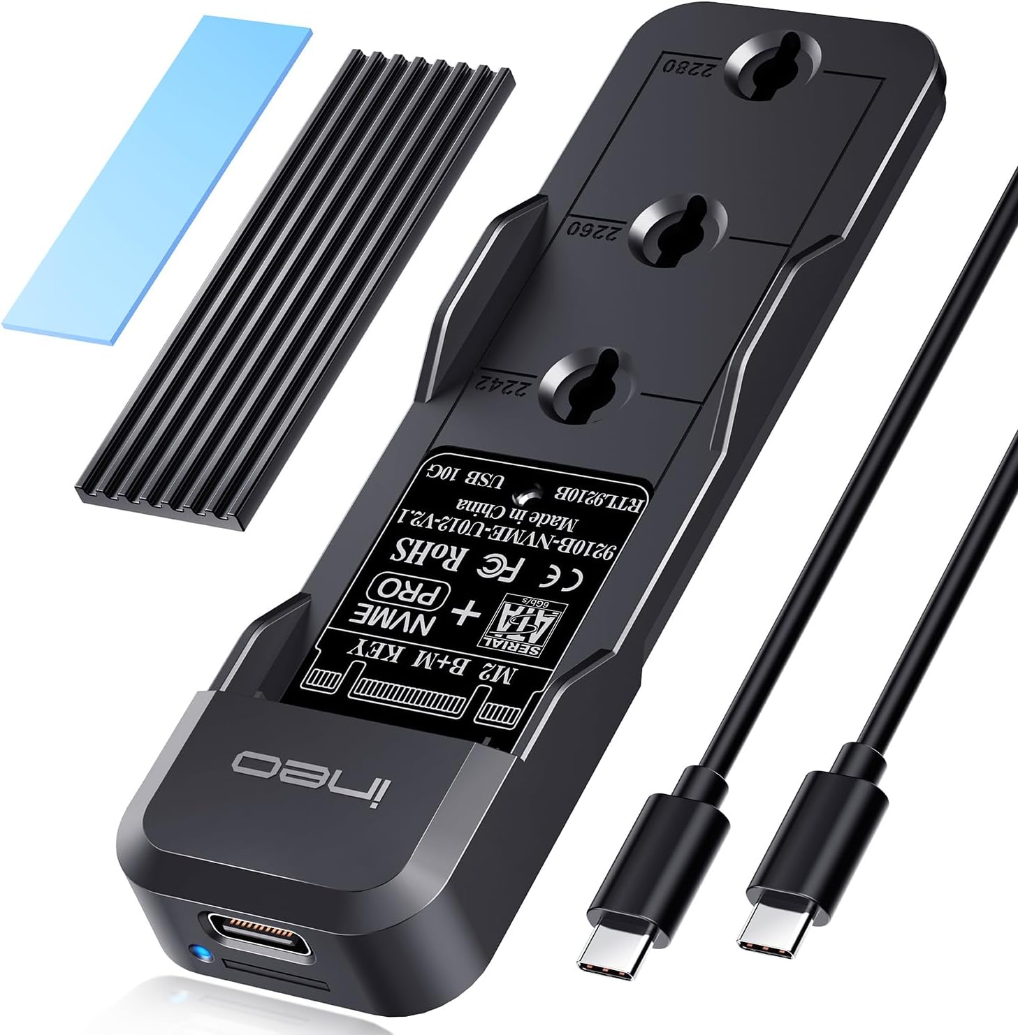 ineo Tool-Free M.2 NVMe & SATA to USB C 20Gbps Docking Stationfor M Key, B+M Key Support 2280 2260 2242 2230 SSDs (M.2 20Gb Dock)