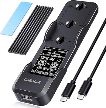 ineo Tool-Free M.2 NVMe & SATA to USB C 20Gbps Docking Stationfor M Key, B+M Key Support 2280 2260 2242 2230 SSDs M.2 20Gb Dock