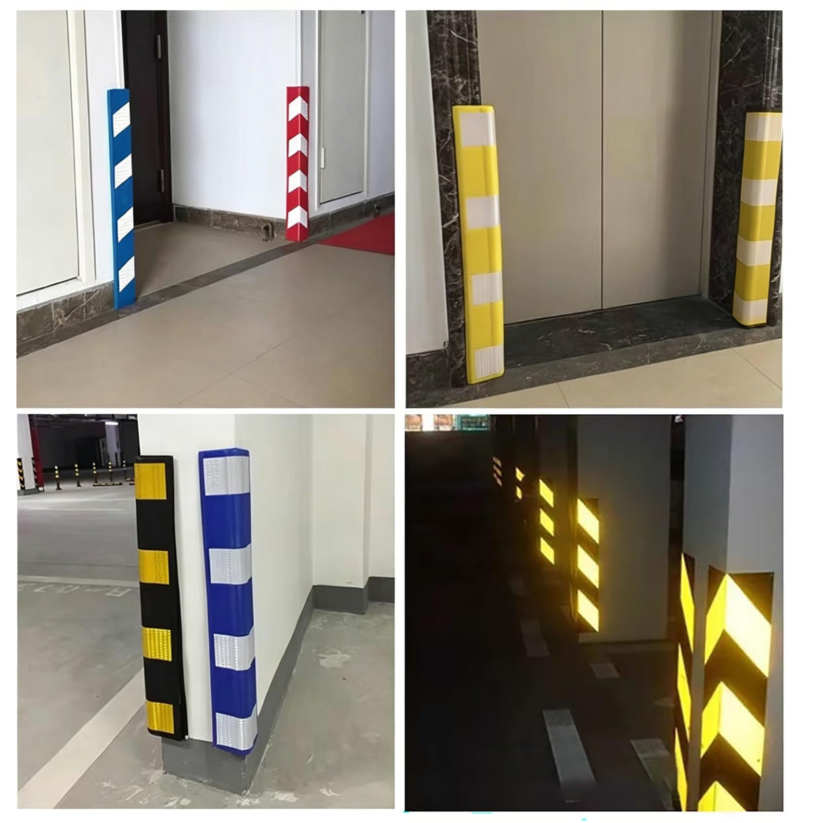 Protector De Pared para Garaje De 31,5", Protector De Esquinas De Pared Autoadhesivo De Espuma Reflectante De Alta Visibilidad para Estacionamientos Y Almacenes Industriales(Blue White,4pcs)