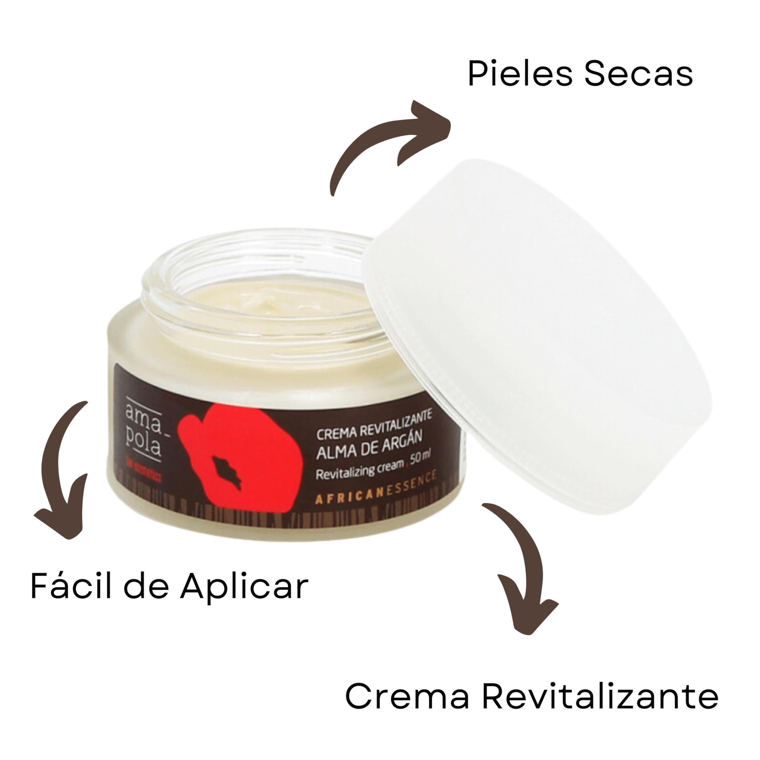 AMAPOLA BIOCOSMETICS Crema Facial Revitalizante con Aceite de Argán (12%) - Hidratación y Nutrición Profunda para Pieles Maduras - Ingredientes Ecológicos, Naturales y Veganos [50 ml]