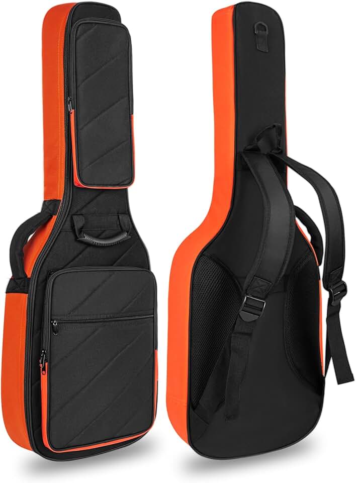 LETSROCK Estojo Para Guitarra Elétrica Com Acolchoamento De 0,7" Espessura, 3 Bolsos, Alça Ombro Ajustável, Compatível 39" (Preto)