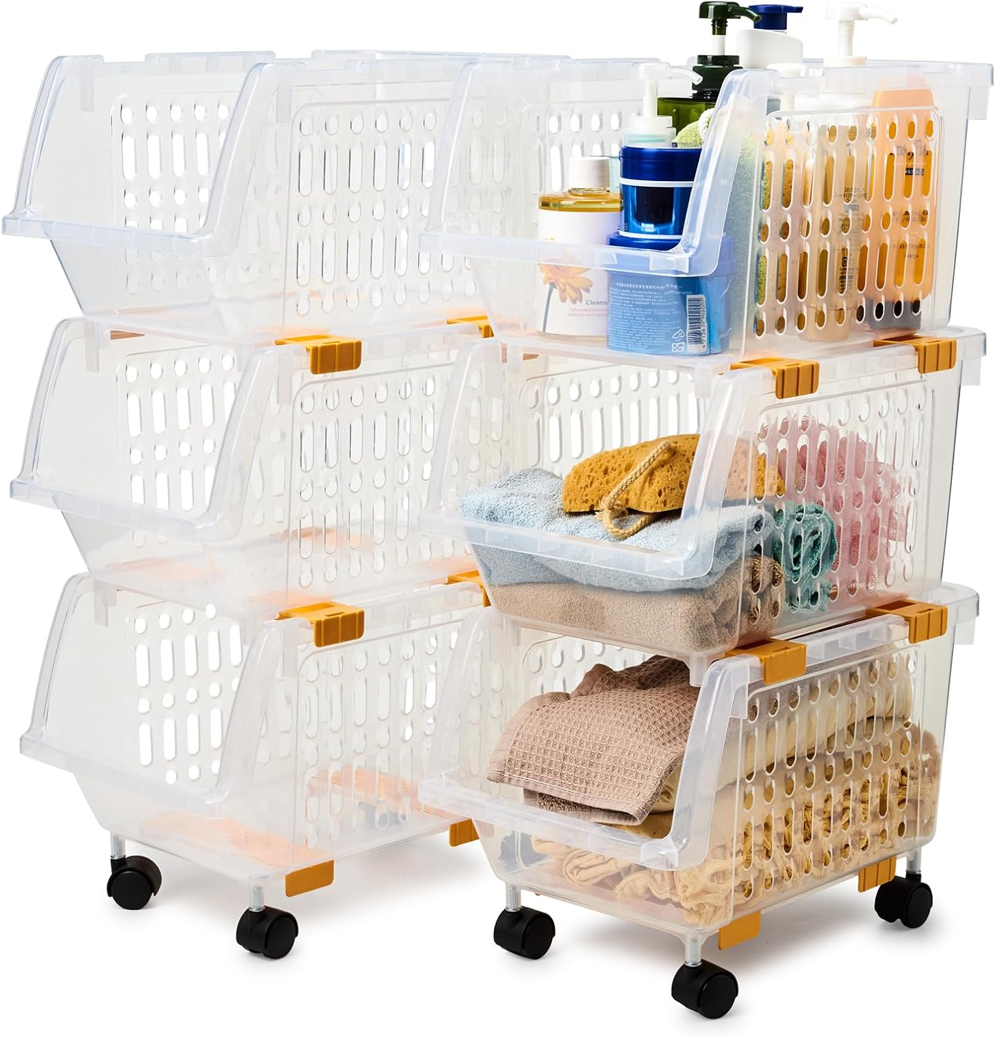 EZOWare 6Tier Plastic Stackable Organizer Cart Baskets
