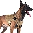 ICEFANG Tactical Dog Harness ,2X Metal Buckle,Working Dog MOLLE Vest with Handle,No Pulling Front Leash Clip,Hook and Loop Panel