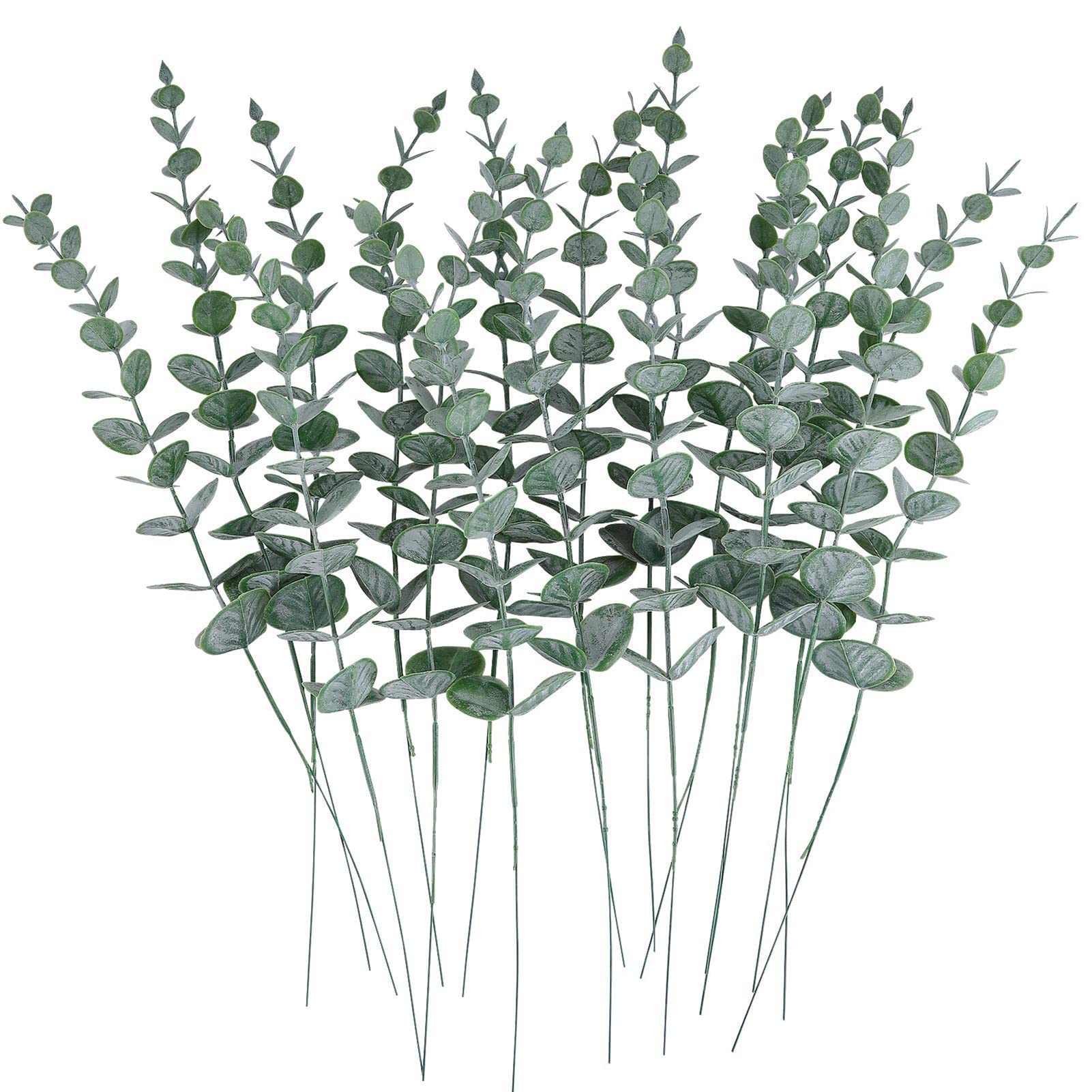 SYDA 12pack Eucalyptus Stems Real Grey Touch Leaf Fake Greenery Decor Plastic Artificial Plants Faux Eucalyptus Leaves Wedding Bouquet Dining Table Centerpiece Home Decor
