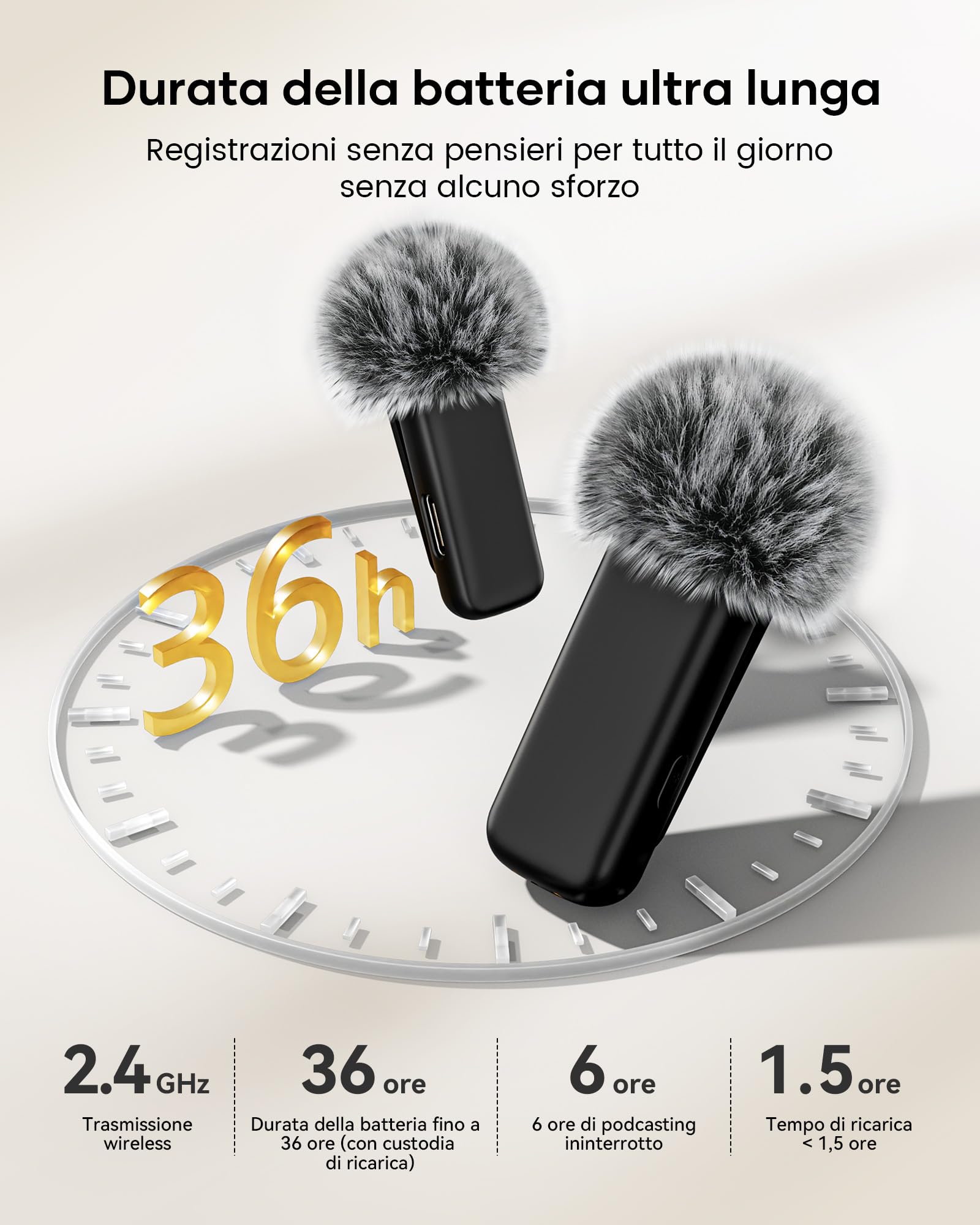 KUKIHO Microfono Lavalier Wireless con Custodia di Ricarica, microfono per video social Cancellazione del Rumore, Telecomando da 40m mini microfono per iPhone & android