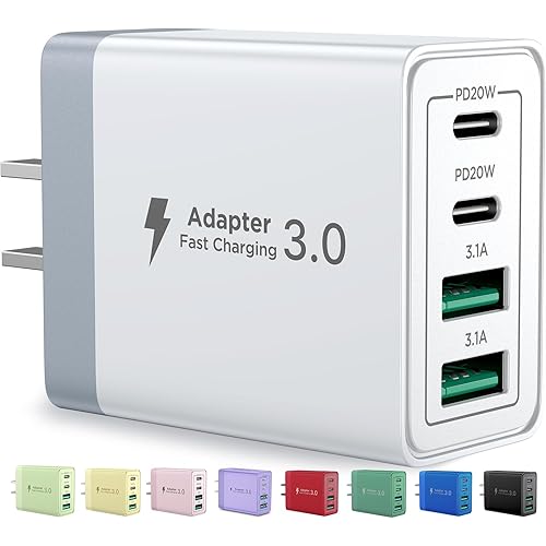 Aioneus USB C Charger Block, 40W Fast Charging Block Type C Charging Block 4-Port Dual Port PD+QC Wall Charger Head Cube for iPhone 17 16 15 14 13 12 11 Pro Max XS, iPad, Samsung Phone, Tablet