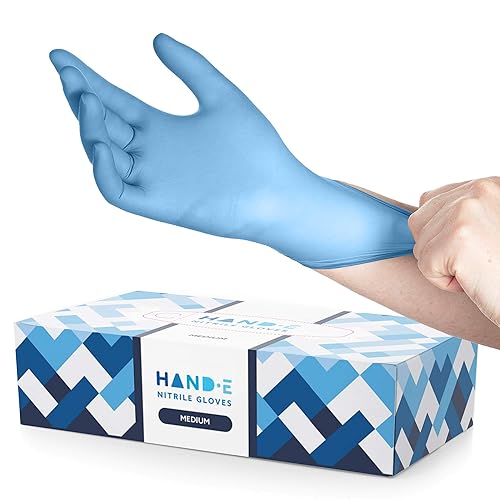 HandE Touch - Guantes desechables de nitrilo gris, sin polvo, sin látex, Azul