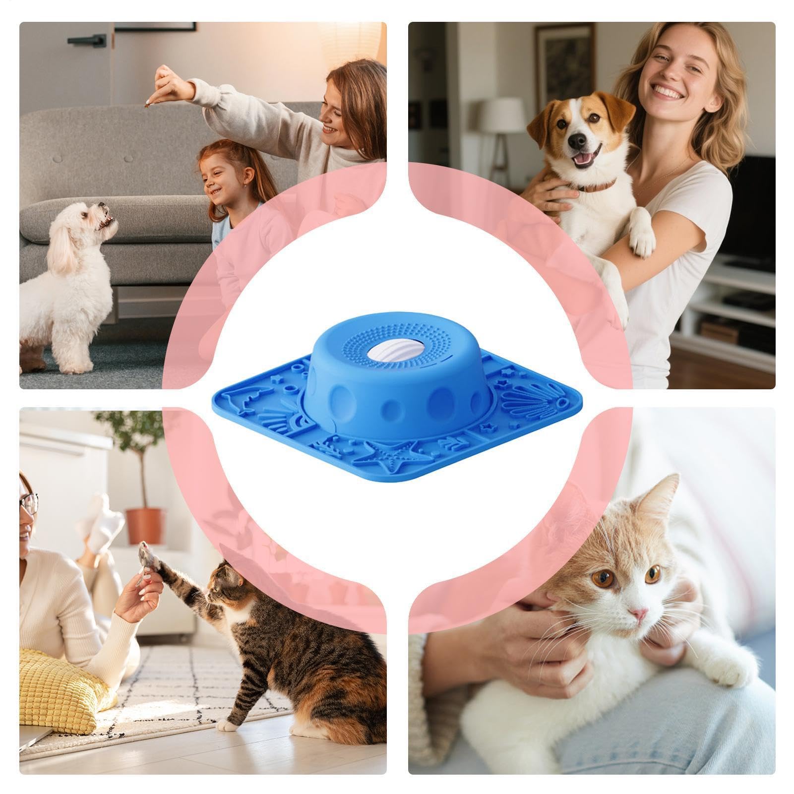 Da Leccare Per Cani Feeder Lento in Silicone con Palla Rotante per Gatti | Vaschetta Da Leccare Liquidi Cibo Animali Cuccioli Leccare Mangiare Yogurt Purea Carne Snack Aiuta Alimentazione