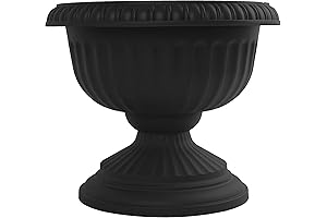 Bloem Grecian Black Plastic Urn for Displaying Plants and Flowers Indoor, Outdoor
