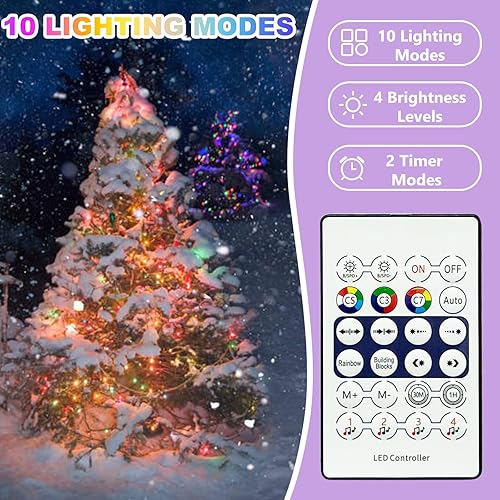 Miniatura 4 de Luces para árbol de Navidad, 400 luces LED de 6.6 pies x 20 tiras de luces con aplicación y control remoto, multicolor, 24 modos con temporizador y