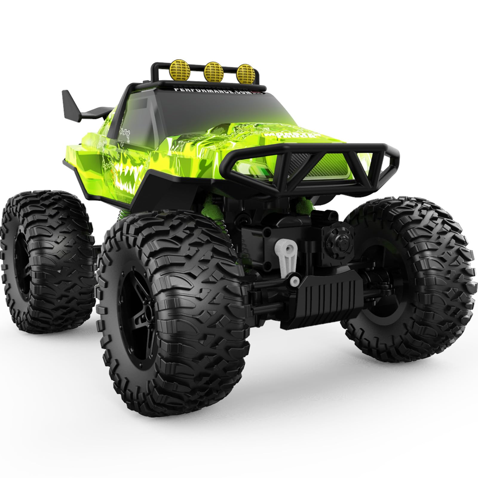 NQDRC Cars, 1:14 Big Off Road RC Truck, 4x4 Remote Control Monster Truck Car with Dual Motors Flashing Light Rock Crawler, 2.4ghz All Terrain Hobby Toy Car for Boy Kids Adults Gifts