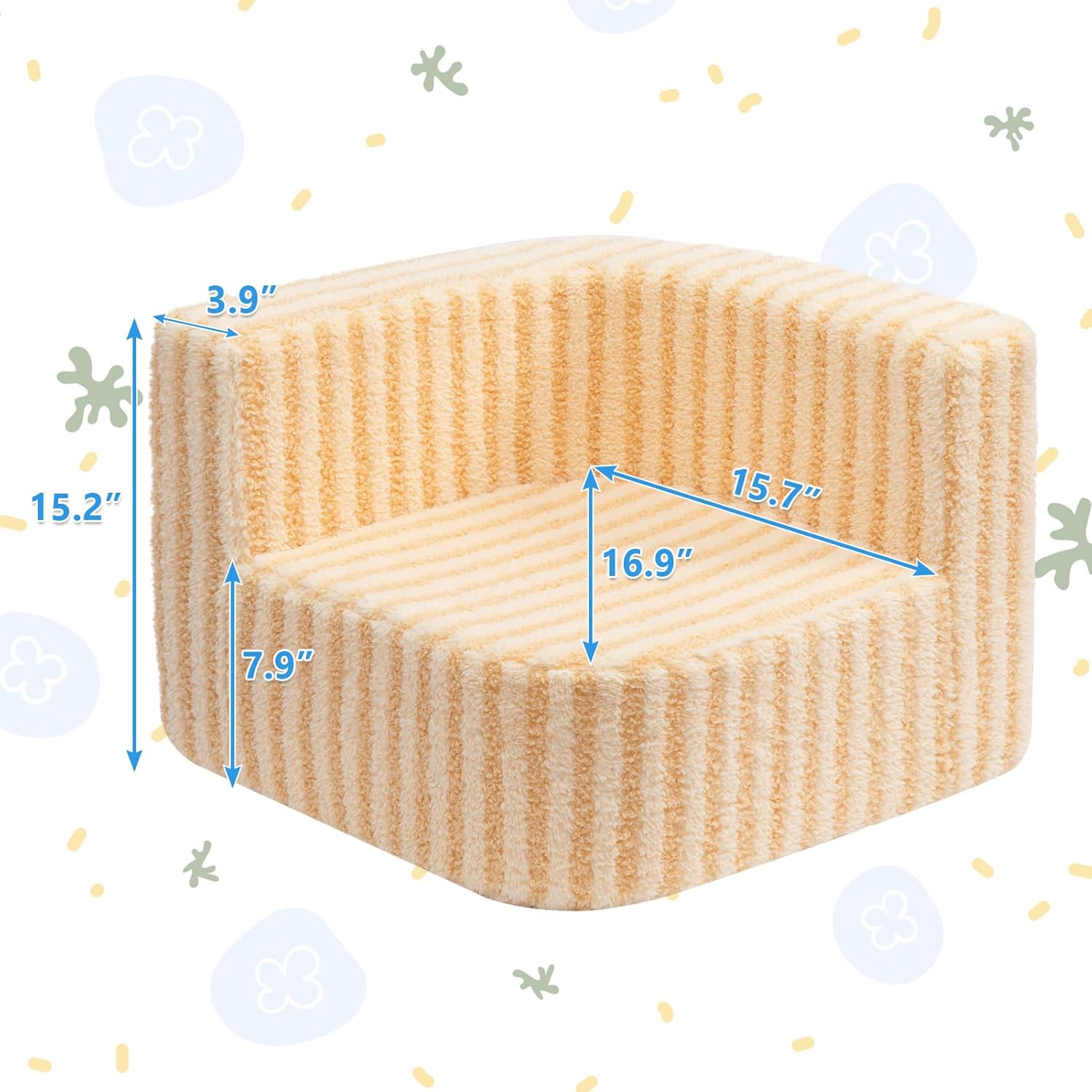 ALIMORDEN Cheese Modular Kids Couch, Kids Sofa Cuddly Reading Couch for Boys and Girls, Yellow