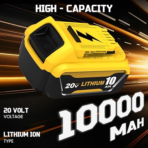 Miniatura 2 de Paquete de 2 baterías DCB208 de 10 Ah y cargador DCB105 de repuesto para batería Dewalt de 20 V Max y cargador compatible con baterías Dewalt de 20