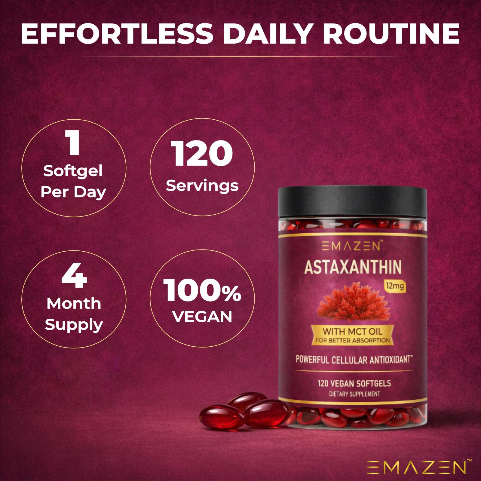 Astaxanthin 12mg MCT Coconut Oil, 120 Vegan Softgels, 4 Month Supply — Amazon image 5