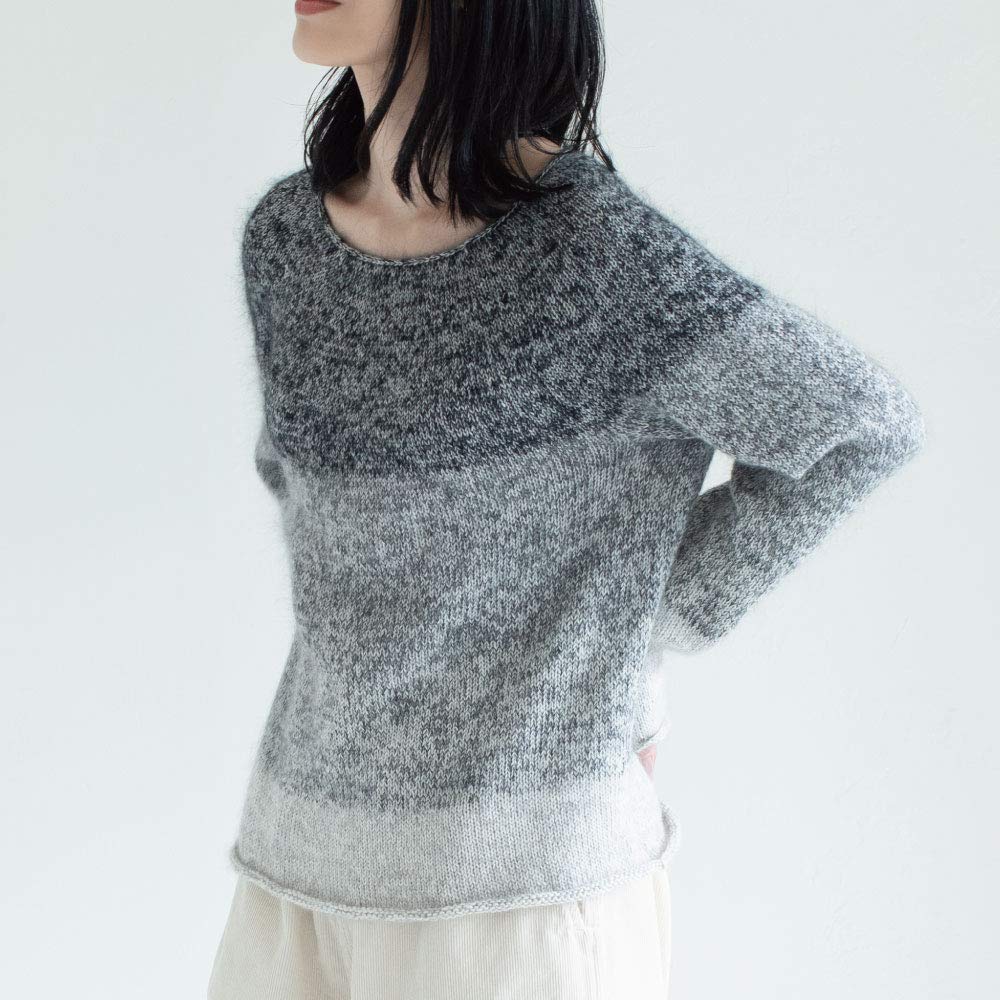 Amazon.co.jp: Kaze Koubos Simple and Comfortable Knit  1. Monotone  Gradient Round Yoke Sweater Yarn Set : Clothing, Shoes & Jewelry