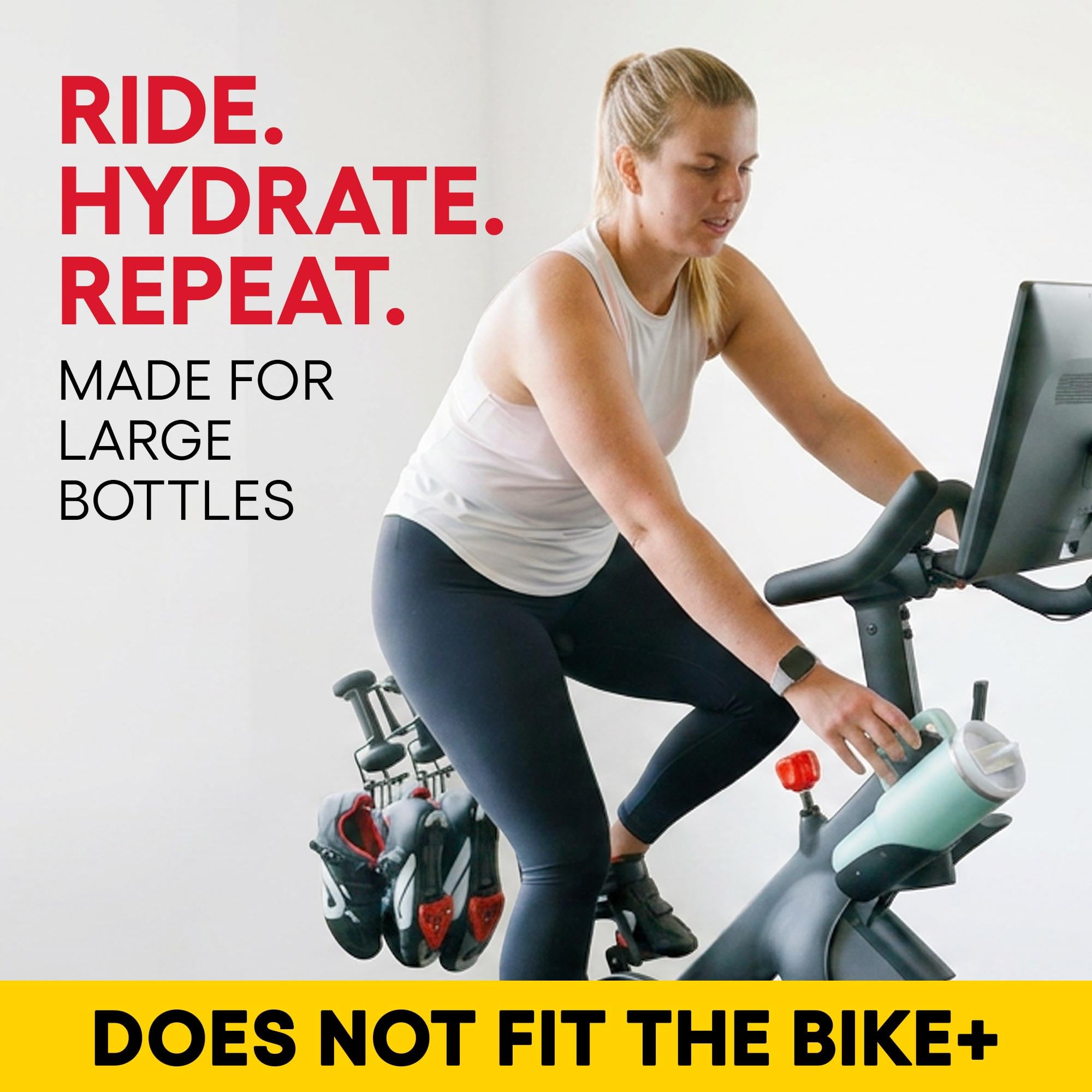 Portabotellas de repuesto XL para bicicleta Peloton original con soporte de montaje, diseño de metal sólido totalmente negro, soporte de repuesto directo, compatible con YETI + Nalgene + Hydro Flask +
