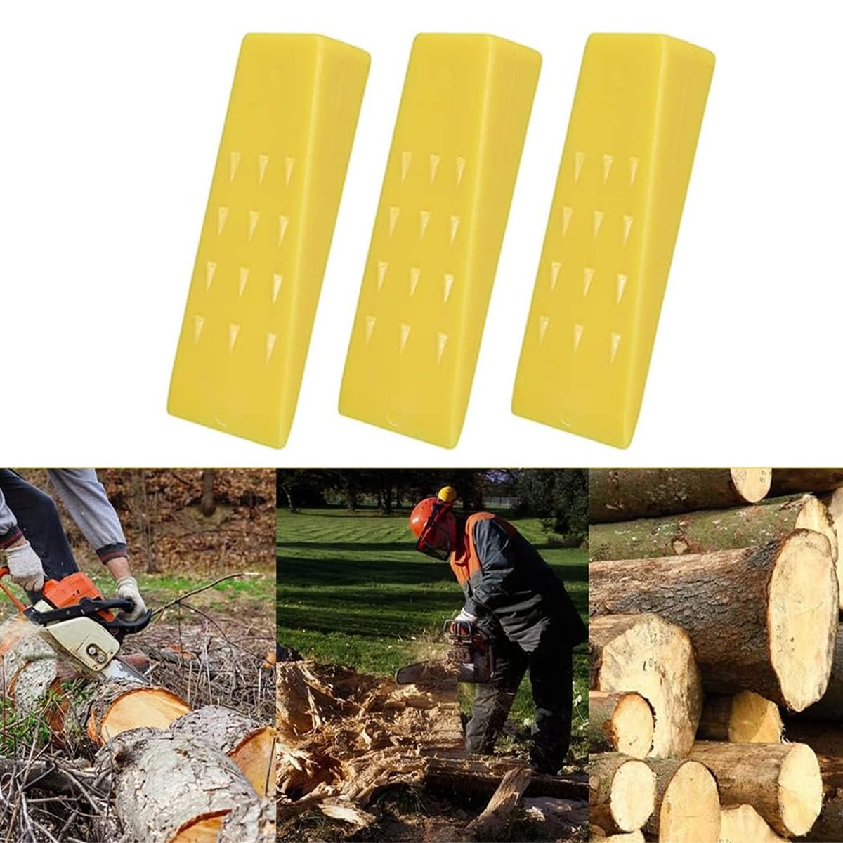 2 STK Fällkeile, Forstkeile, Baumkeile, Gelb, Baumfällkeile 20CM, 8 Zoll, Kunststoff-Forstkeile