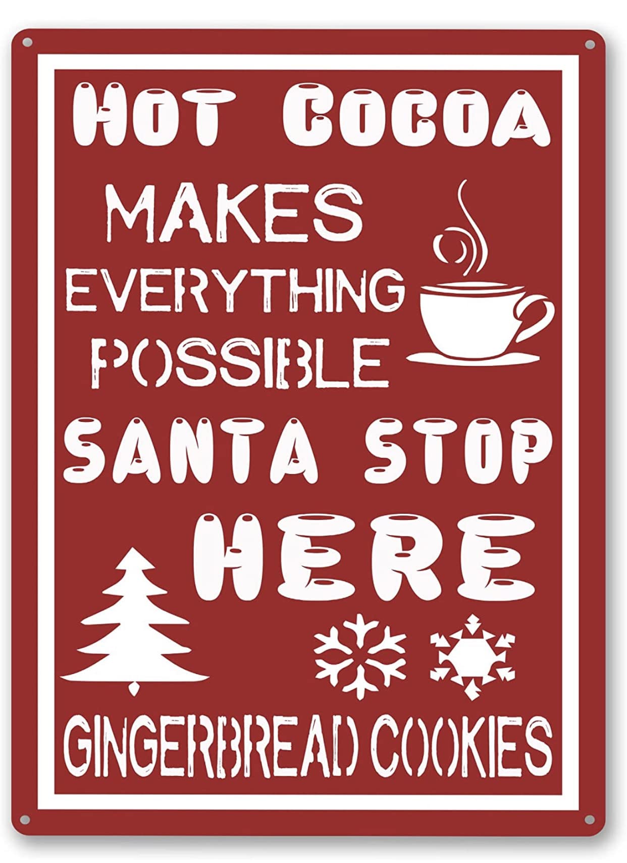 Christmas Tin Sign Hot Coco Tin Sign Home Kitchen Restaurant Cafe Art Metal Sign Retro Gift Sign 8x12 Inch