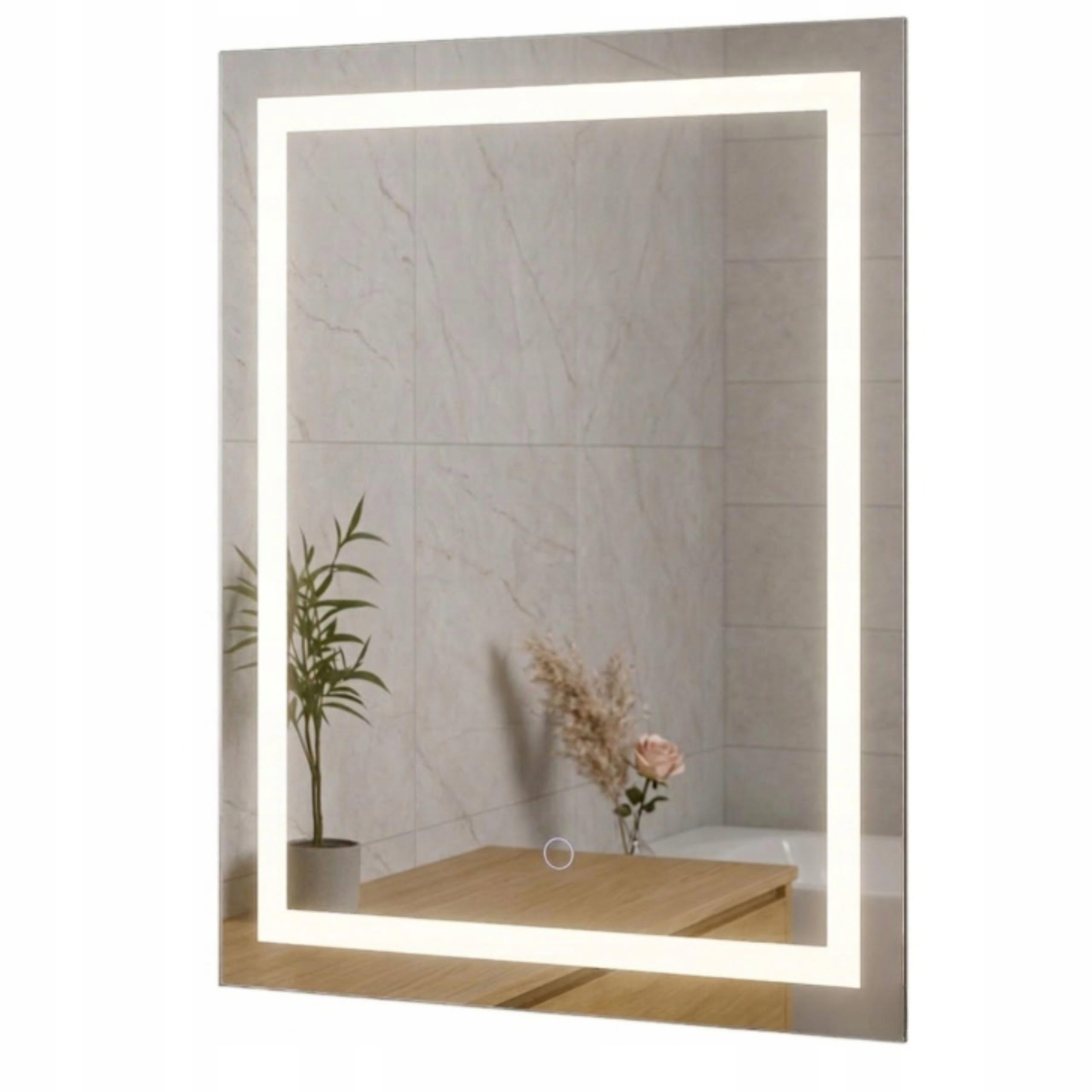 Agritrade AK LED Bathroom Mirror 60x80 cm, Backlit Illuminated Frameless Wall Mounted, 4000K Neutral White, Touch Sensor Dimmable - LUNA