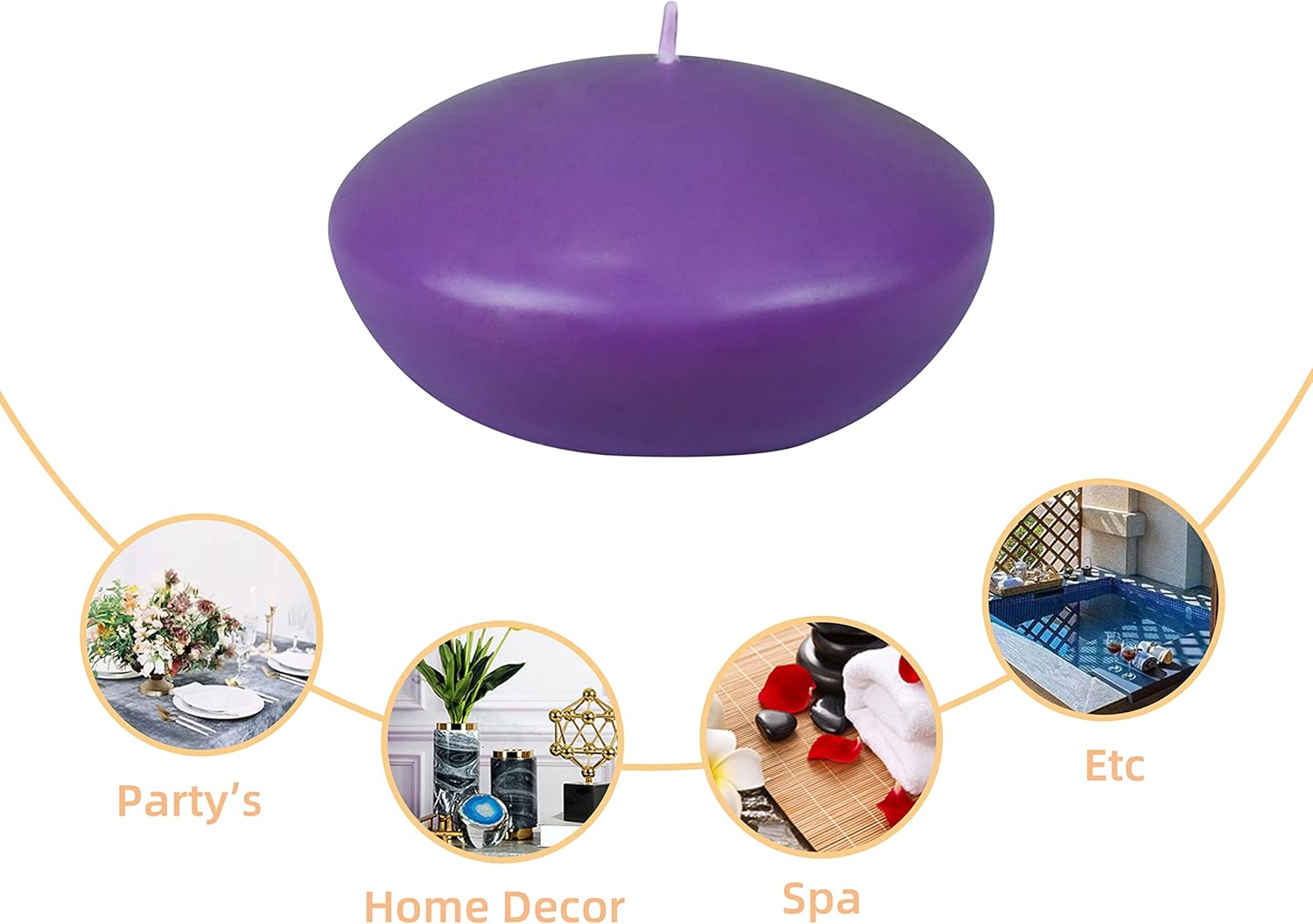 Zest Candle CFZ-091_8 24-Piece Floating Candle, 4", Purple