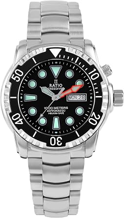 RATIO FreeDiver Helium-Safe Dive Watch Sapphire Crystal Analog Japanese Automatic Diver Watch 1000M Water Resistant Diving Watch for Men