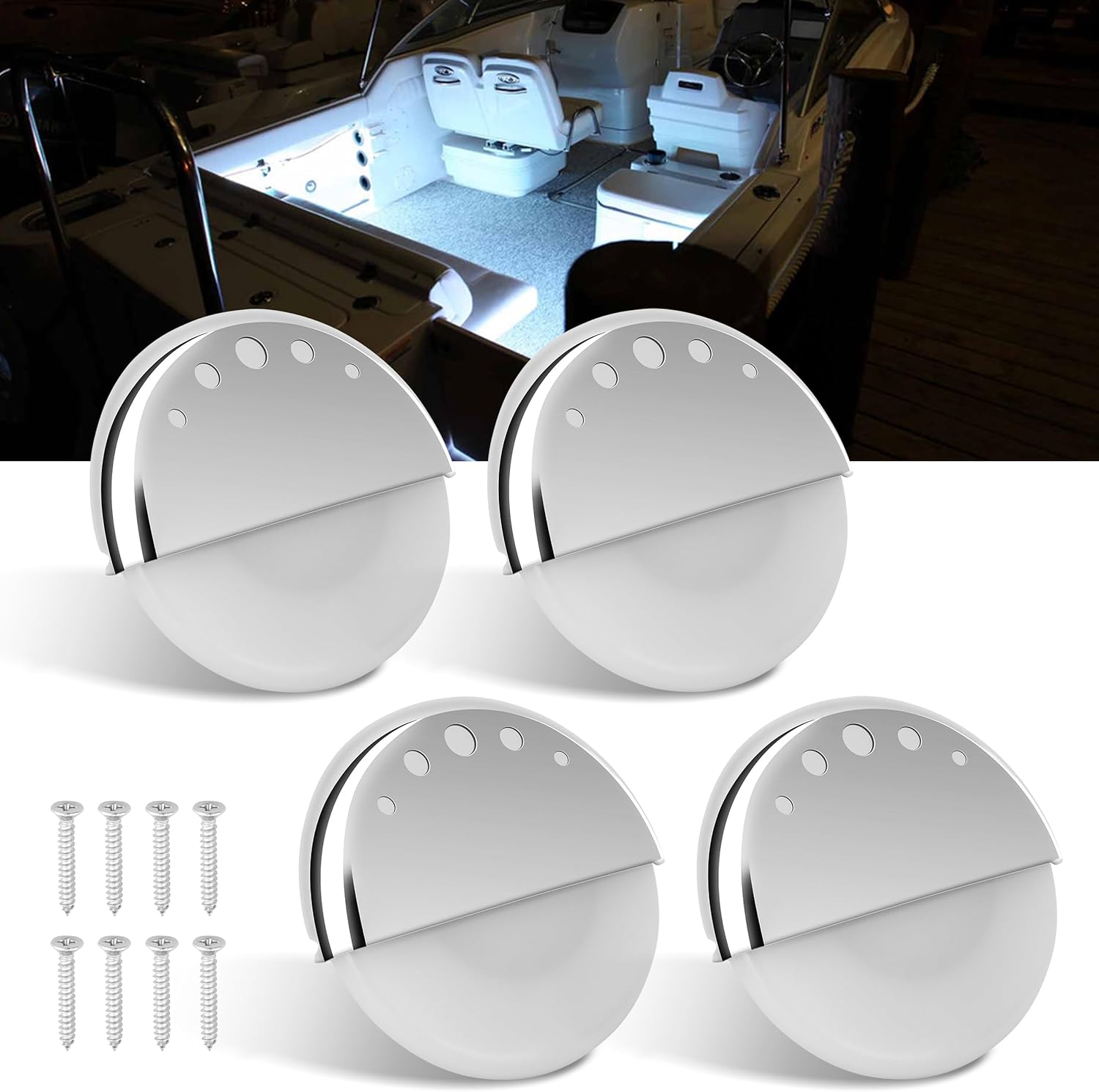 RVZONE Boat Courtesy Lights Waterproof Boat Interior Lighting Deck Lighting Night Fishing Lights Marine Center Console Cockpit Transom -Lights for Pontoon Runaboat Jon Wake Fishing Bass(White)