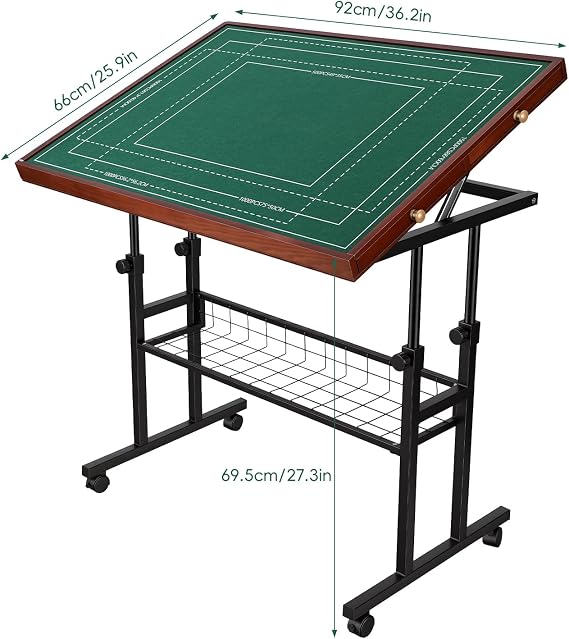 Puzzle Table with Drawers, Height Adjustable Tilting Puzzle Board with Legs and Wheels, Portable Puzzle Table Easel Puzzle Assembly Table Gift Idea for Family Adults Seniors (Black)