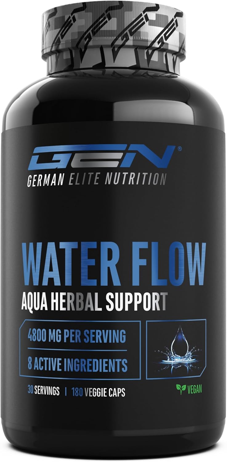 Water Flow Complex, 180 Capsules with Nettle, Dandelion, Green Tea, Artichoke and Cranberry – Plant Formula No Chemical Diuretic Tablets – Vegan, Highly Dosed