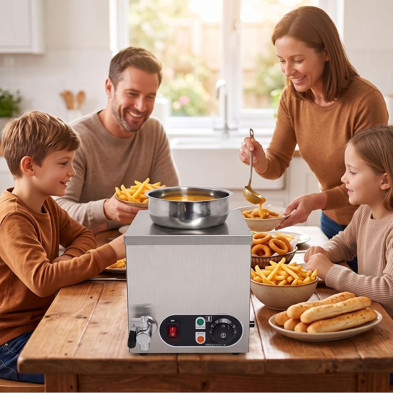 Nacho Cheese Warmer 4Qt, with Indicator Light, Switch & Drain Tap Included.