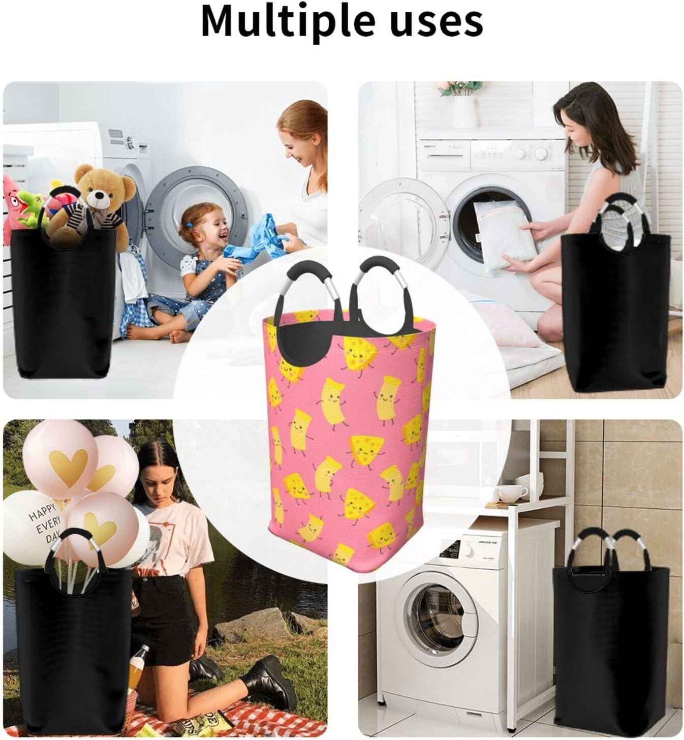 50l Laundry Basket Kawaii Macaron Cheese Waterproof Laundry Hamper Foldable Clothes Laundry Bag With Handles