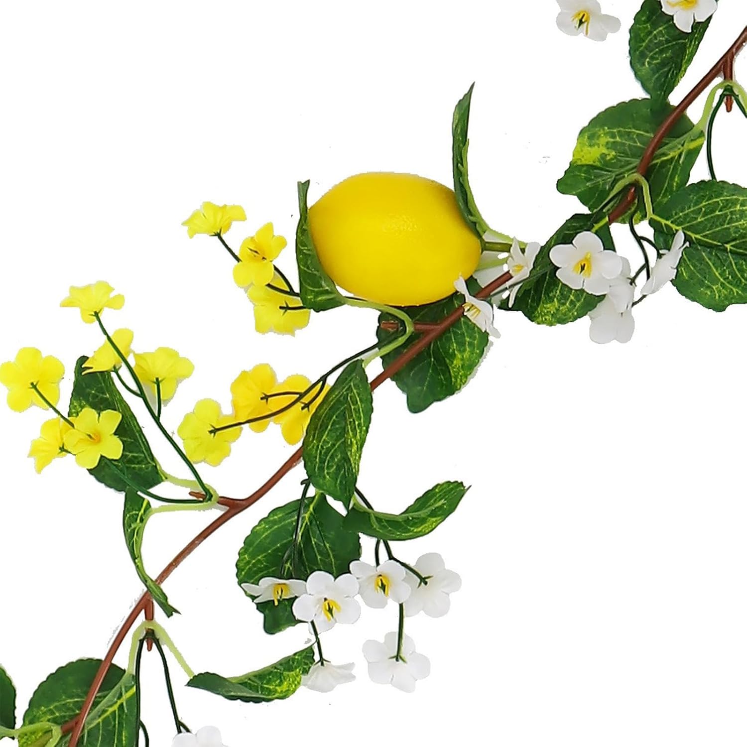 Alice Lemon Artificial Vines, 78" Lemon Silk Vine Garland with Green Leaves, Fake Hanging Plants Greenery Decor for Home, Bedroom, Wall, Party, Wedding Decoration