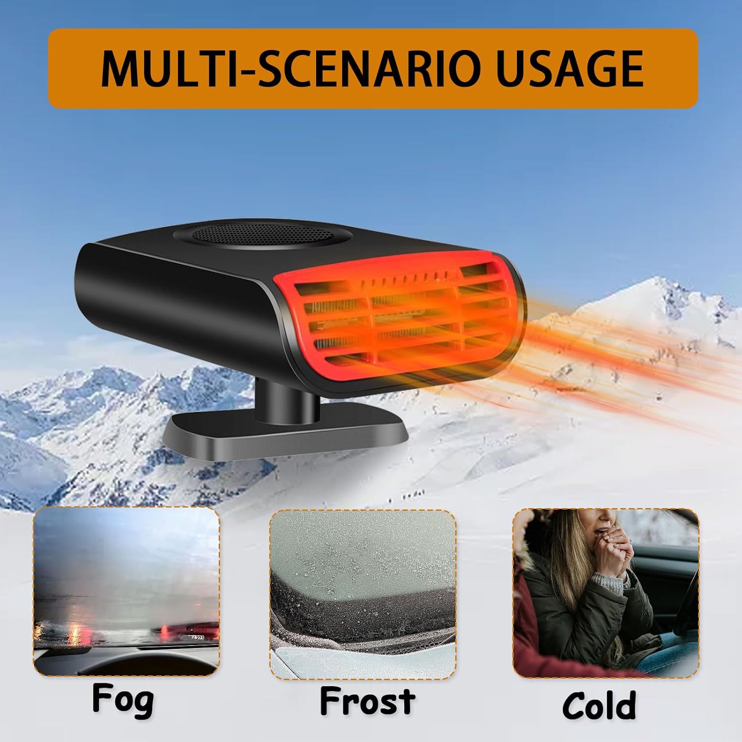 12V 150W Portable Car Heaters for Vehicle, 2 in 1 Heating & Cooling Fast Windshield Defrost Defogger, Plug in Cigarette Lighter for Car/SUV/RV, Thanksgiving Gift