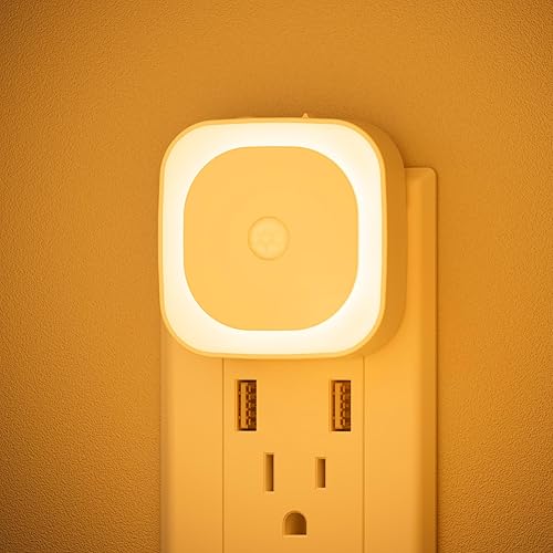 Miniatura 9 de Paquete de 2 luces nocturnas enchufables con sensor de movimiento y sensor de atardecer a amanecer, 3 modos de sensor, luces nocturnas rojas