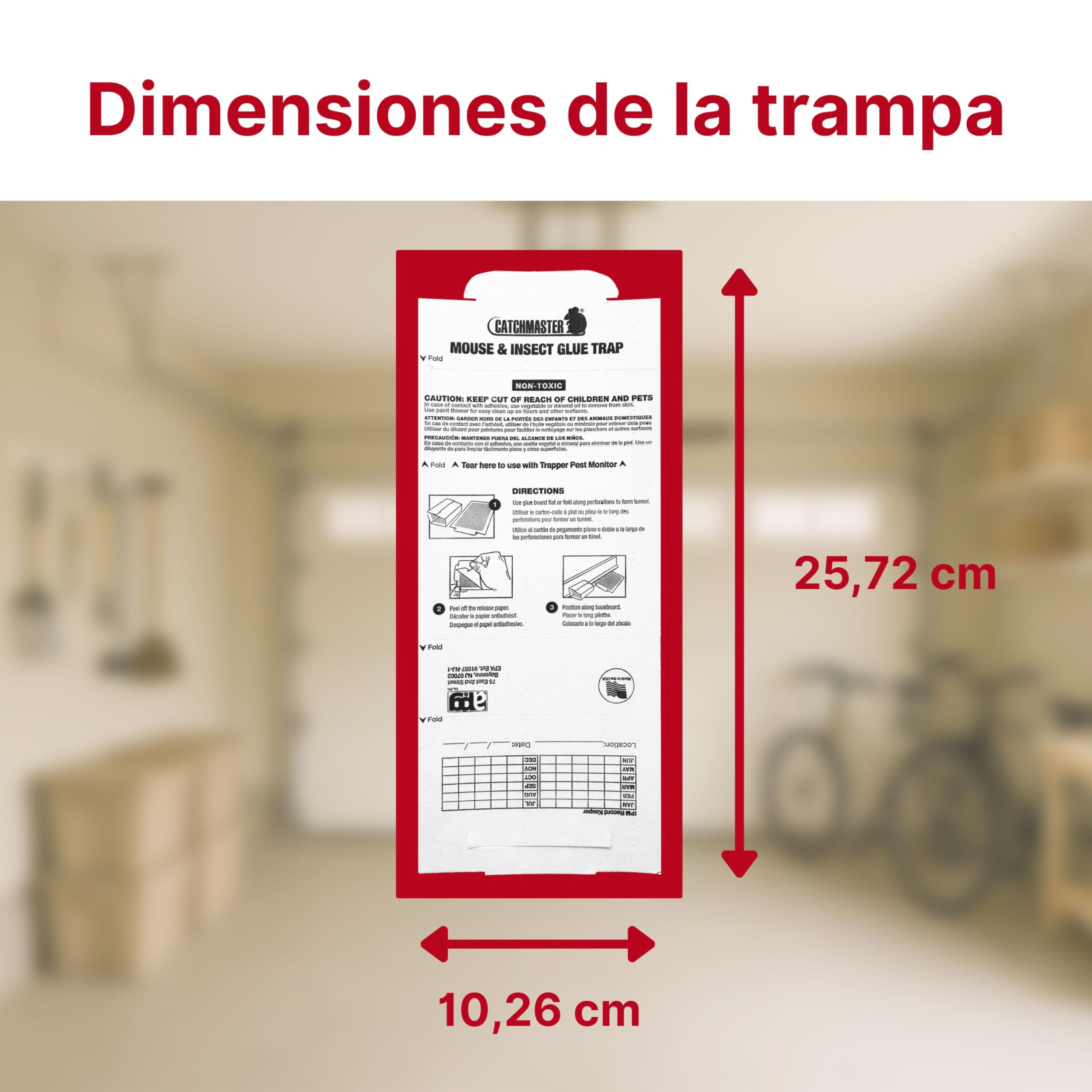 Catchmaster 72TC 72X Trampas para Ratones Adhesivas | Precebadas y Sin Veneno | Pegajosas y No Tóxicas | Seguridad para Niños y Mascotas | Trampas para Roedores para Casa y Garaje | Larga Duración
