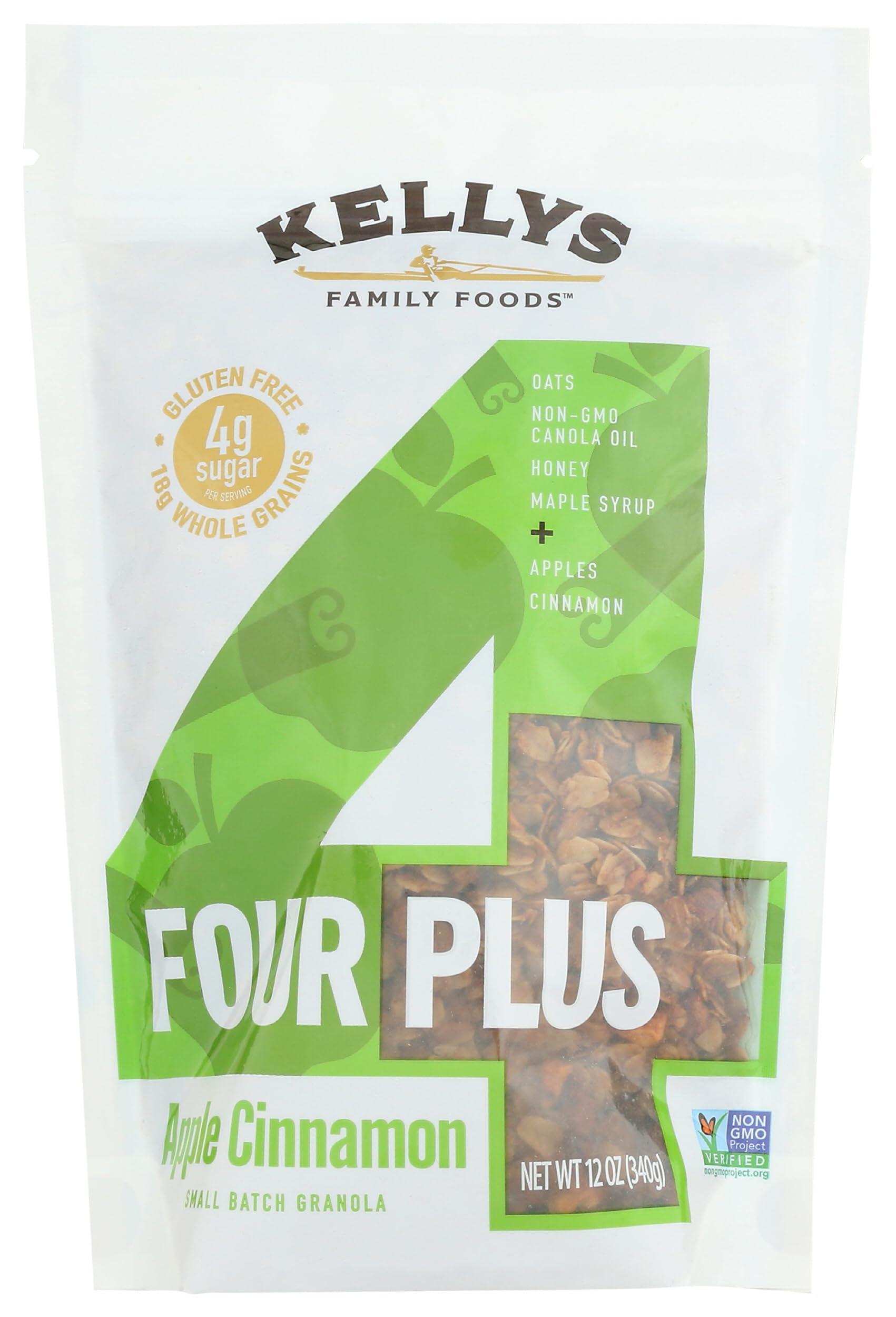 Kellys Four Plus Granola Granola Apple Cinnamon, 12 OZ