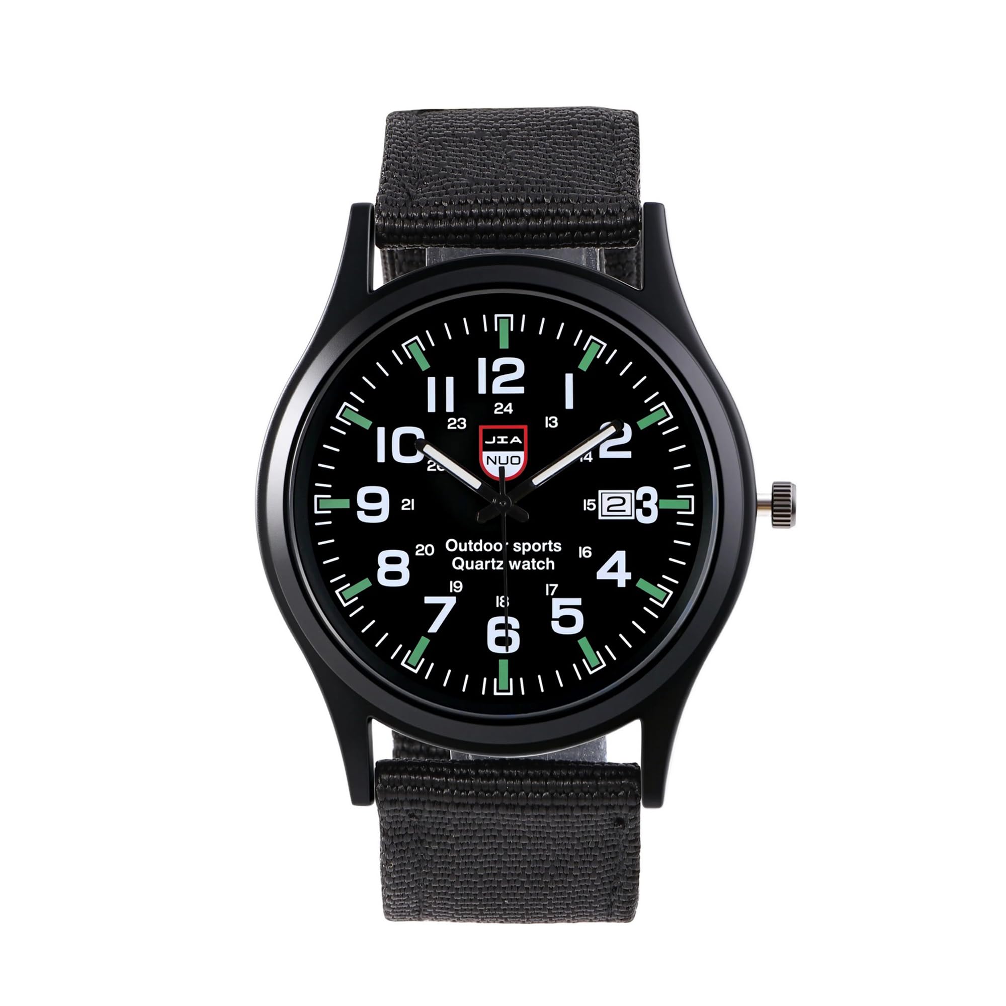 JSDDE Herren Armbanduhr mit Nylon Textil Uhrenarmband Casual Herrenuhr mit Nylonband Analog Quarzhr, 12/24-Stunden-Anzeige Zahlen Zifferblatt, Datumsanzeige