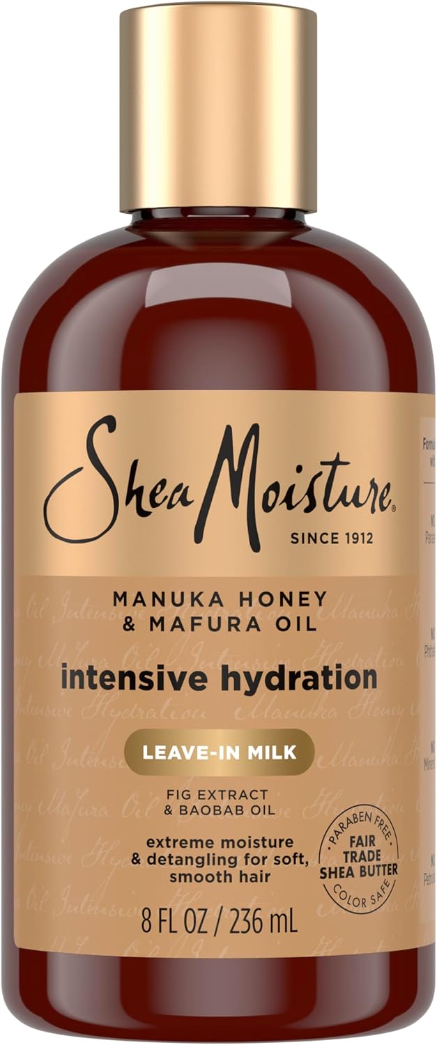SHEA MOISTURE Hidrasyon Saç Sütü Kuru Saçlar İçin Manuka Bal ve Mafura Yağı, Nemlendirici ve Tarz Saçlar için 8 oz