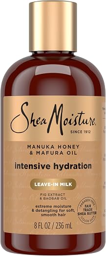 Shea Moisture Manuka Honey and Mafura Oil Intensive Hydration Leave-In Milk for Unisex, 8 Ounce