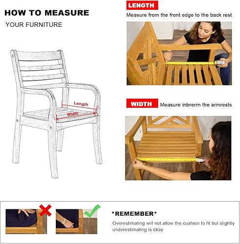 Miniatura 5 de LUXUCURE Cojín de banco personalizado para muebles de interior y exterior, cojín de asiento de ventana, cojines rectangulares o de forma irregular
